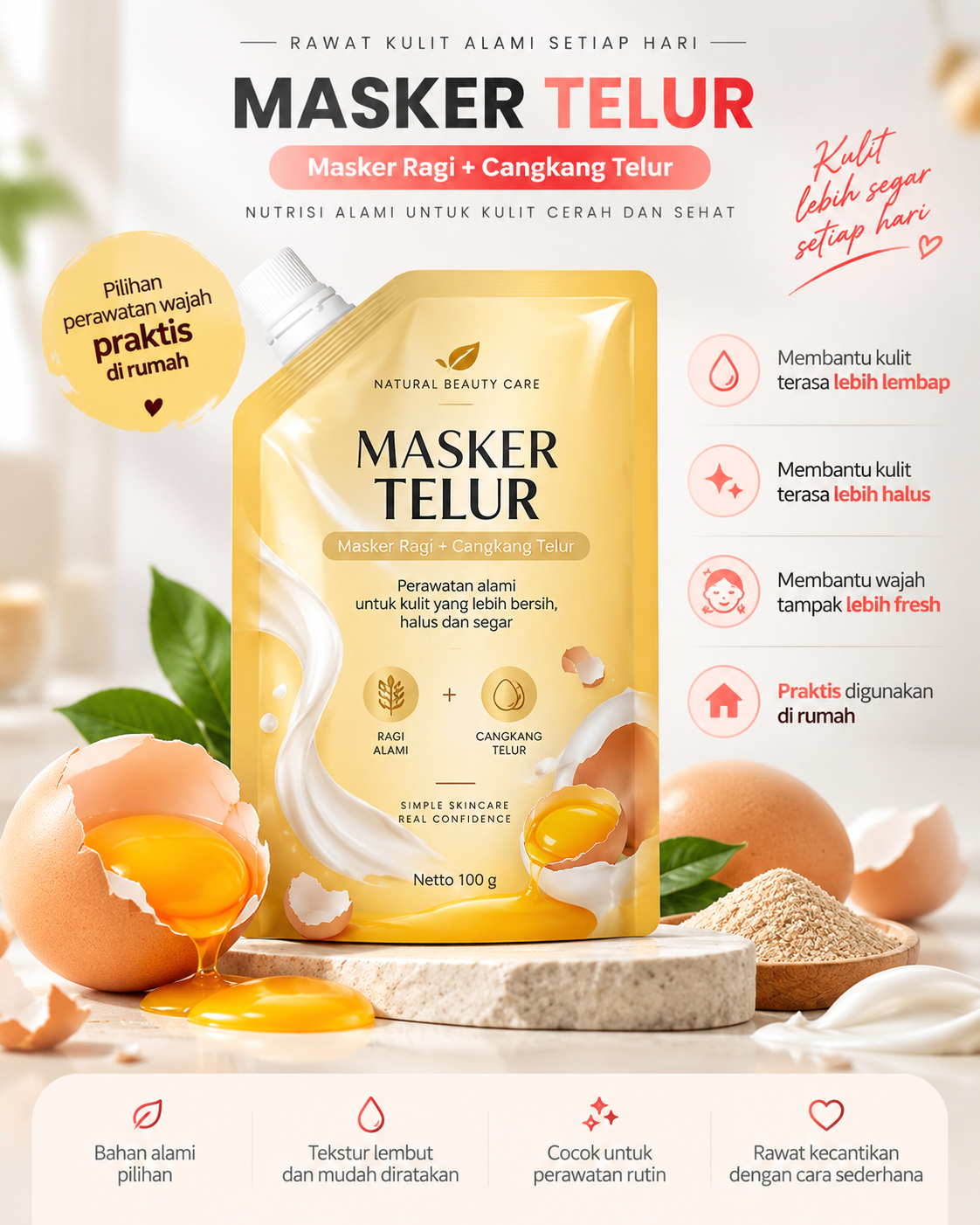 Masker Telur Ragi dan Cangkang Telur