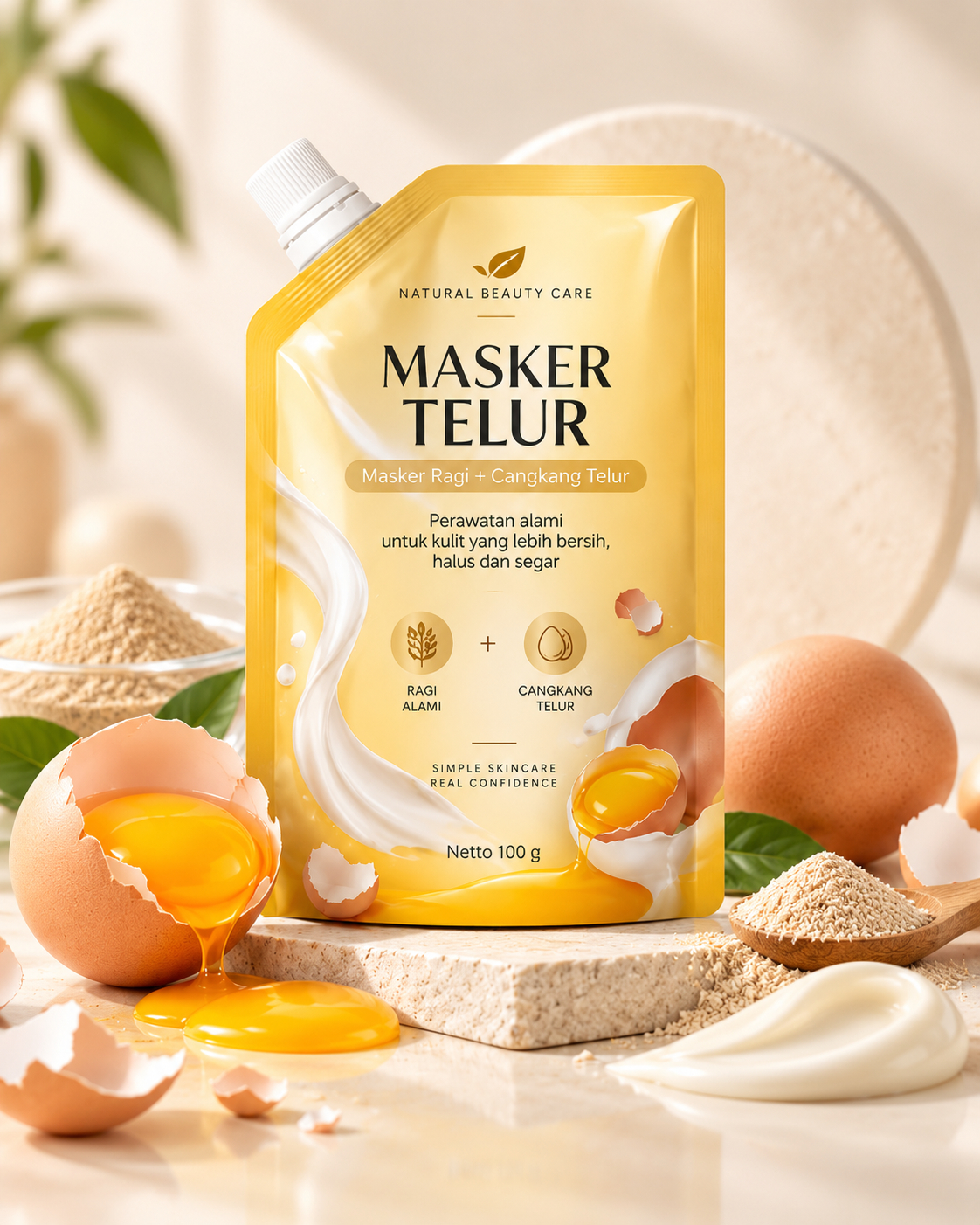 Masker Telur dengan elemen telur