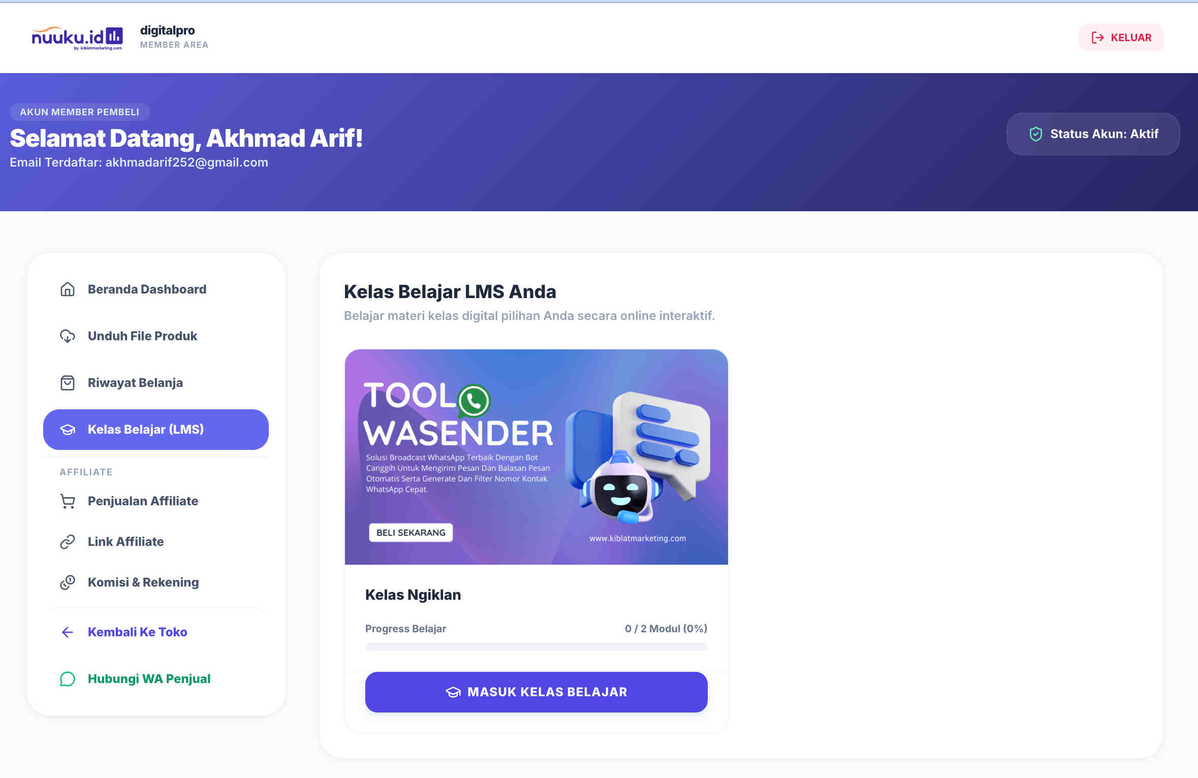 Mockup Dashboard Siswa