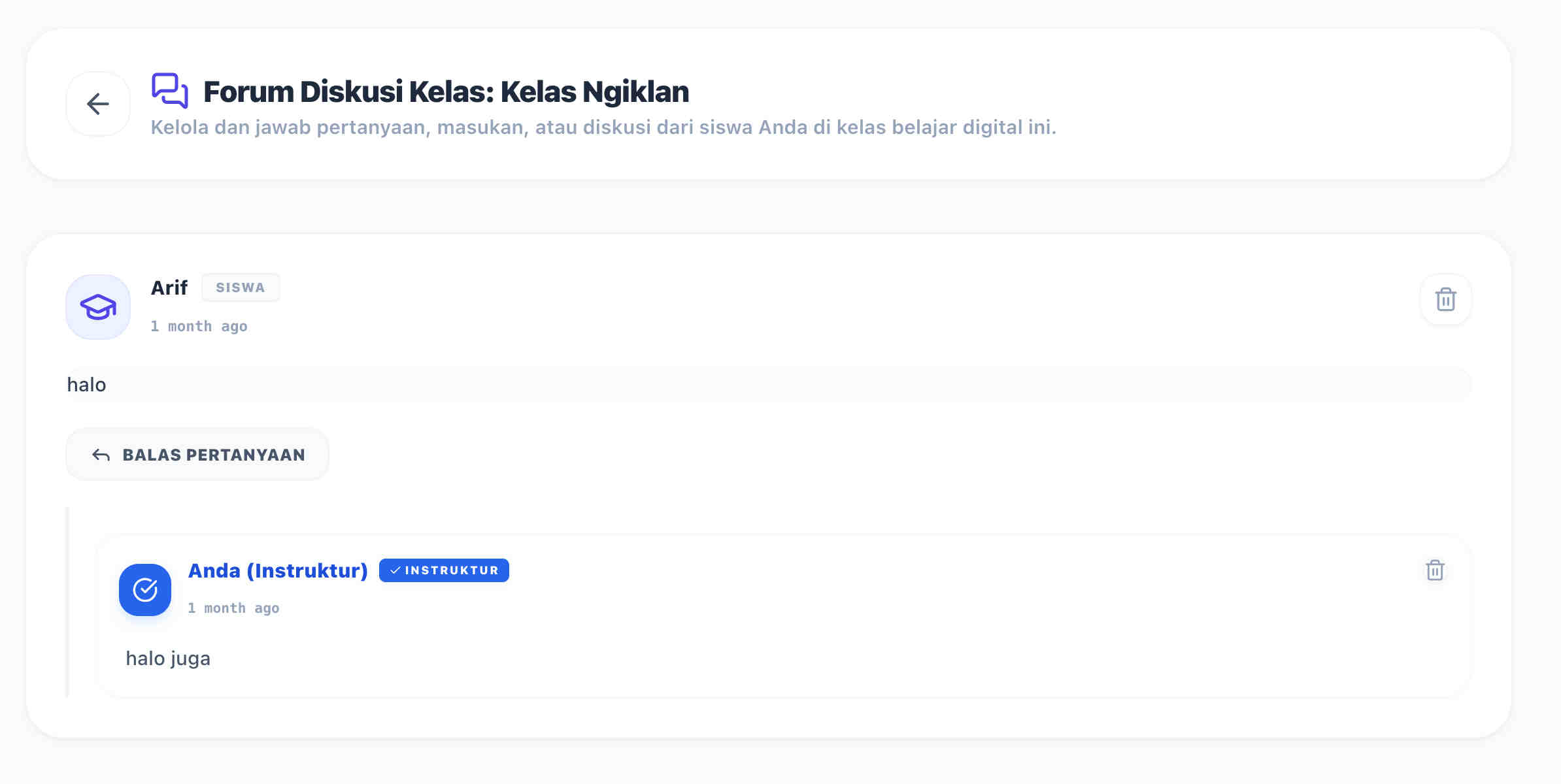 Mockup Forum Diskusi Siswa