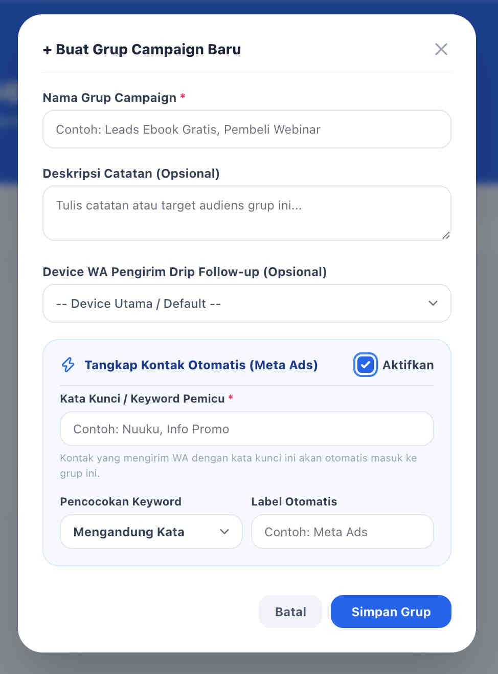Fitur Grup Campaign