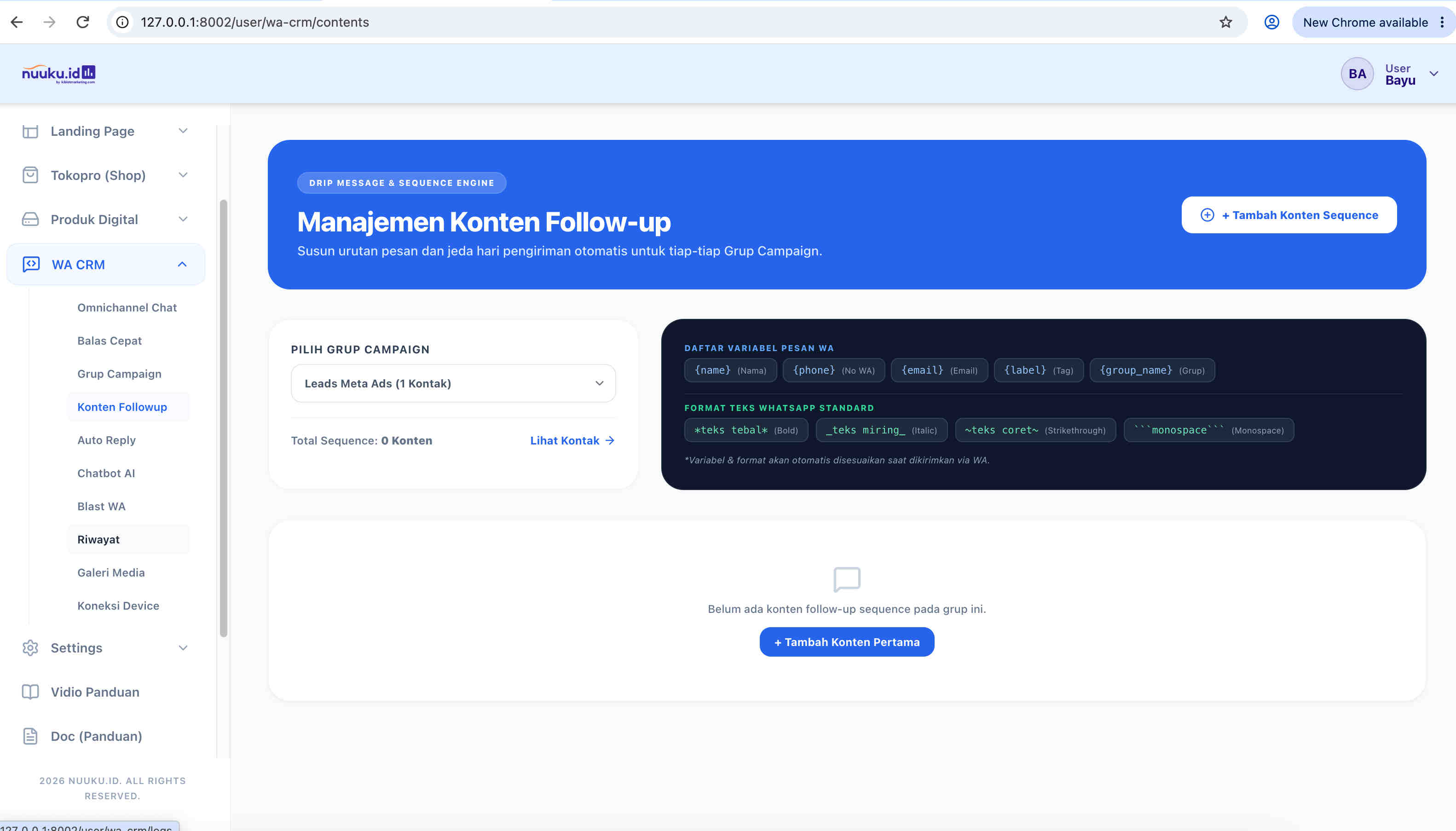 Fitur Konten Followup