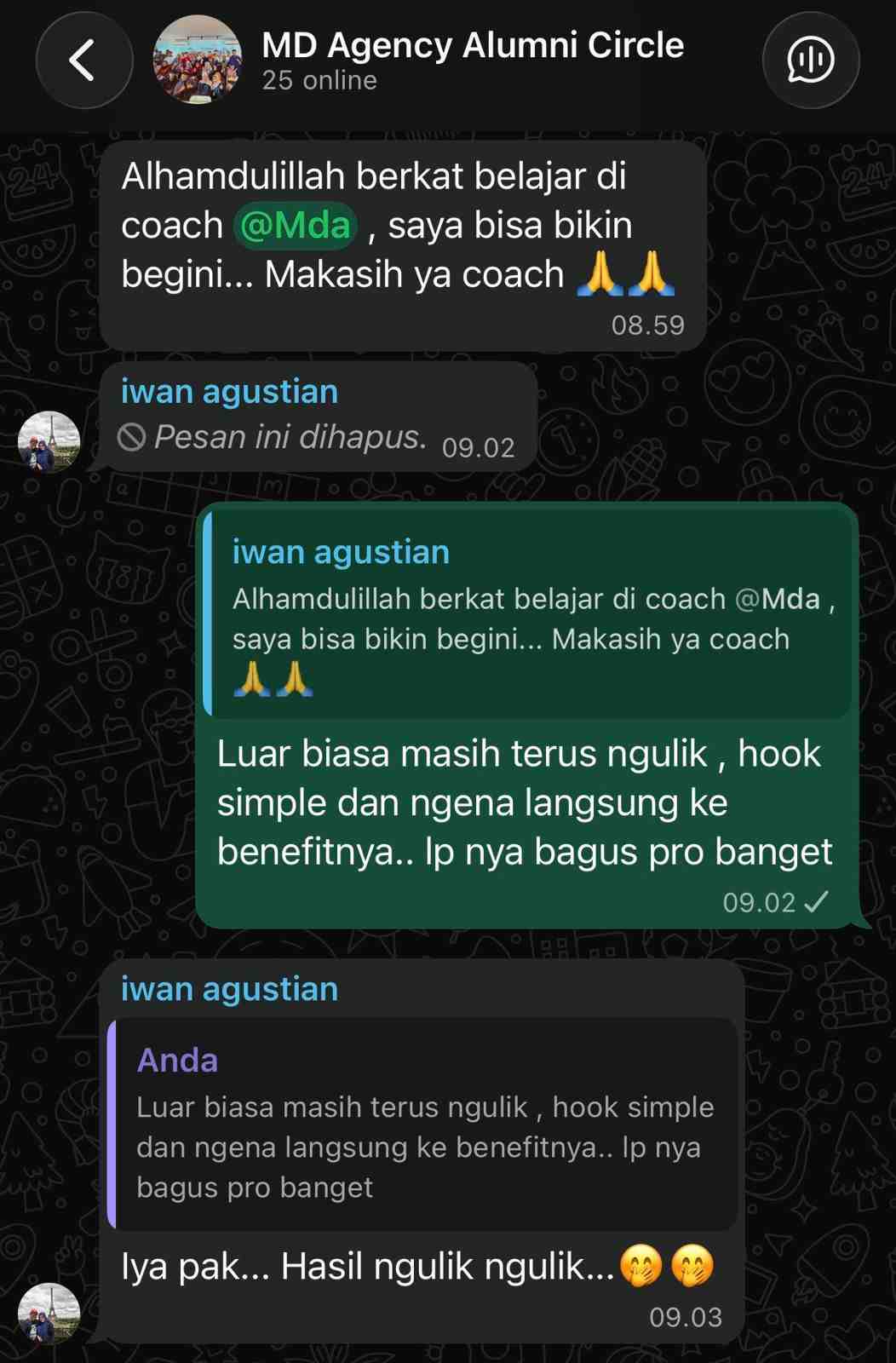 Screenshot bimbingan alumni MDA