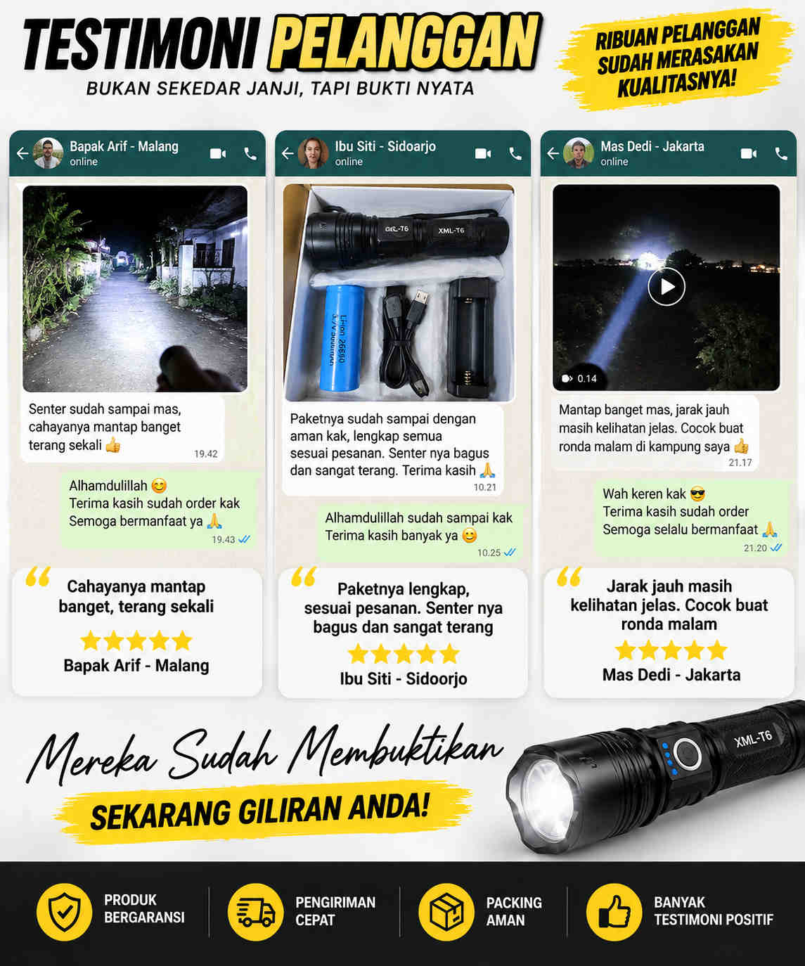 Contoh desain tampilan testimonial pelanggan