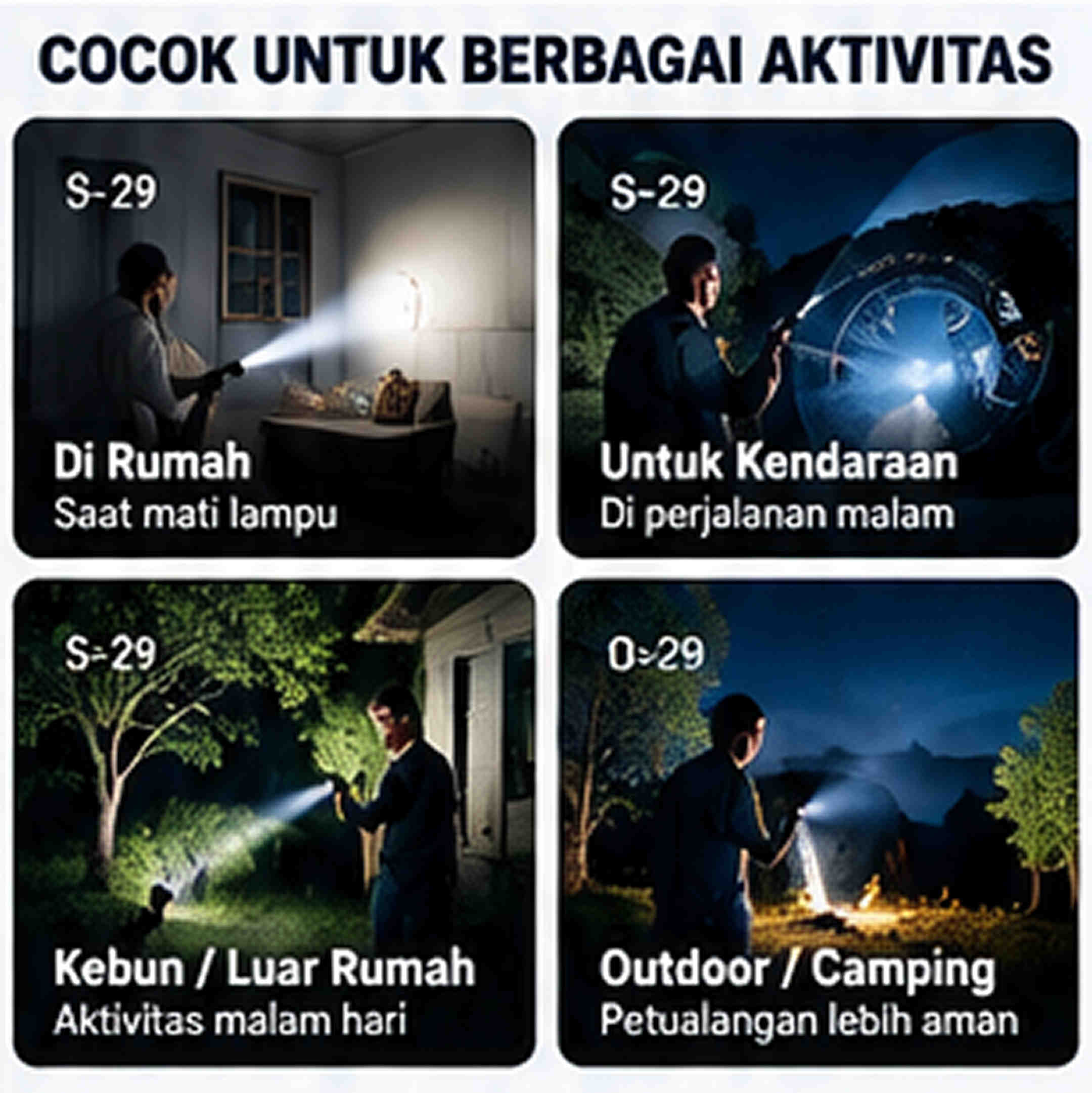 Penggunaan senter untuk berbagai aktivitas