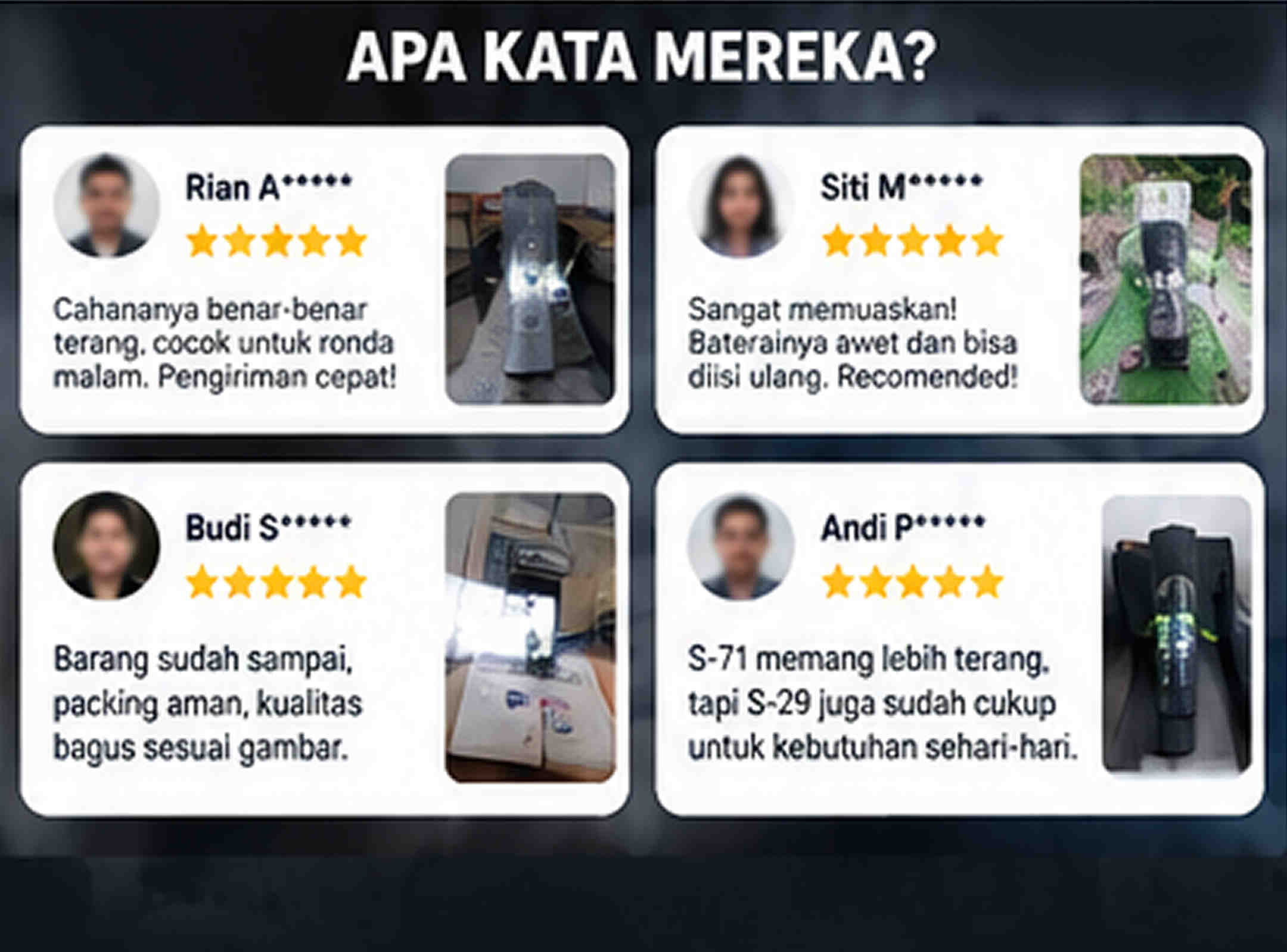 Testimoni pelanggan senter LED