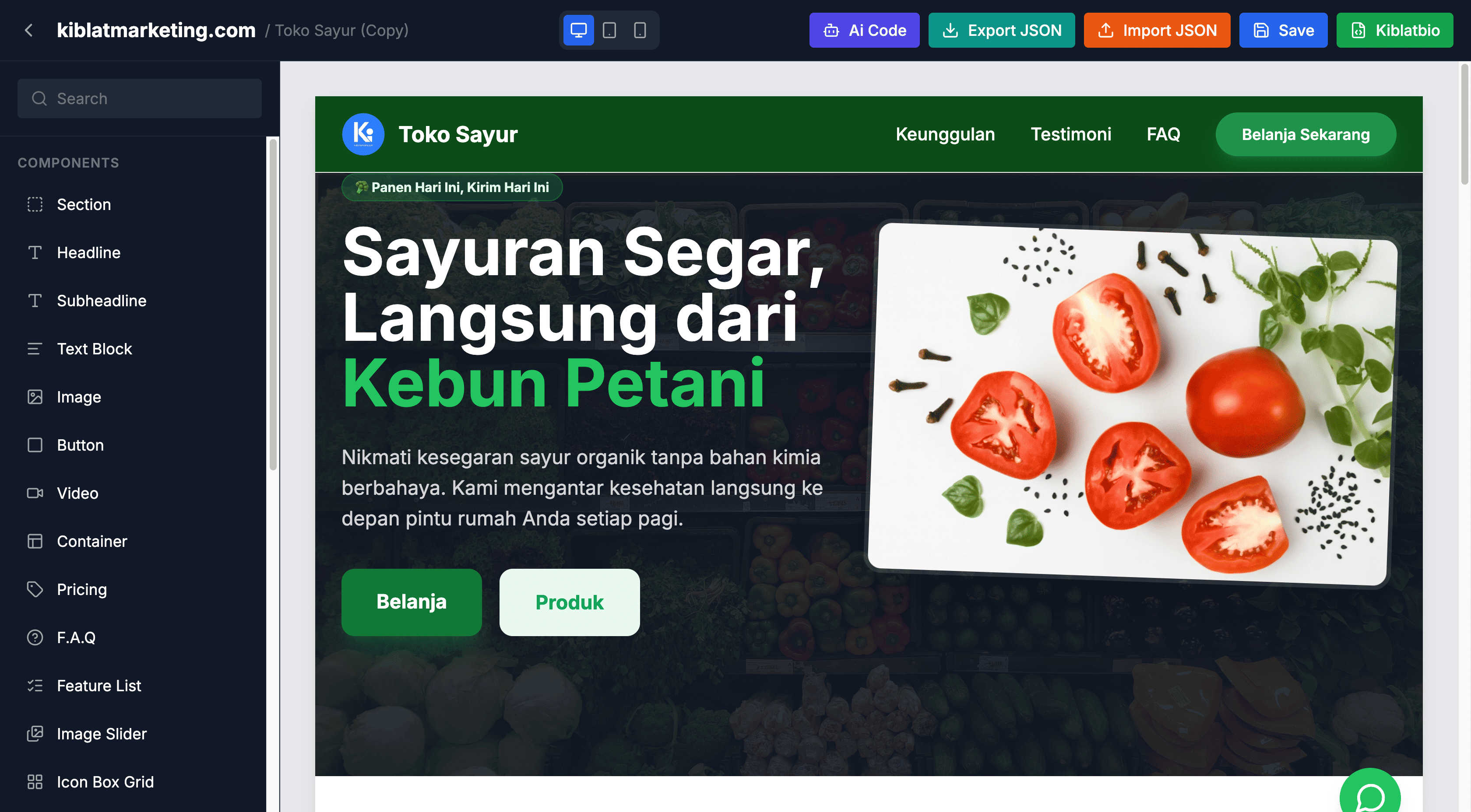 Dashboard Aplikasi di HP